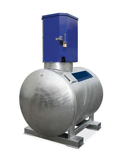 Système de réservoir diesel mobile DENIOS KC1000-S, 1000 litres, pompe 230 V, armoire à double porte, 252-572