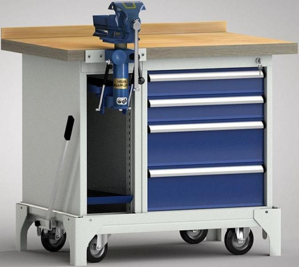 Etabli professionnel mobile KLW - 1000 x 700 x 866 mm L x l x H, WS795N-1000M40-E7036