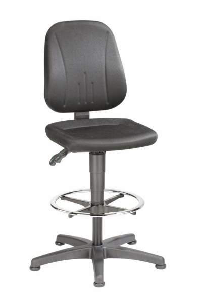 bimos Unitec avec patins et repose-pieds et tissu noir, hauteur d'assise 580-850 mm, 9651-CI01