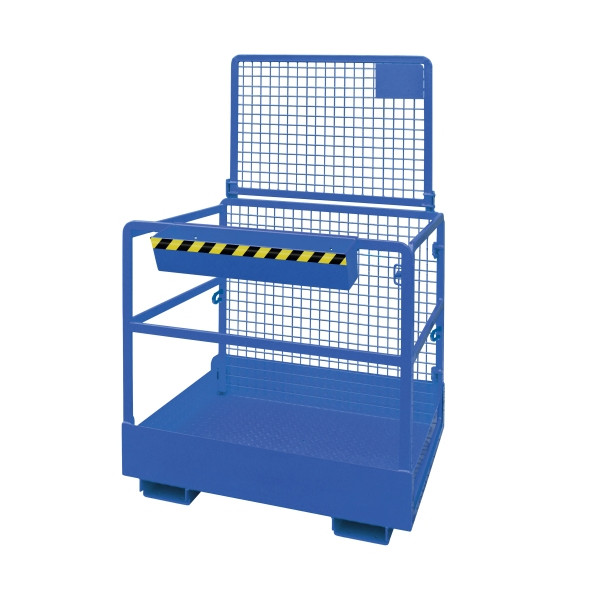 Panier de travail industriel Eichinger pour chariot élévateur 2 personnes, côté large, bleu gentiane, 10730700000197