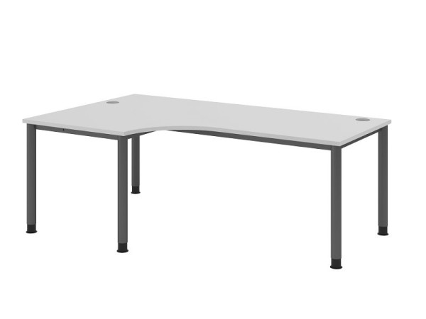 Bureau Hammerbacher HS82, 200 x 120 cm, plateau : gris, épaisseur 25 mm, forme d'angle 90°, structure à 4 pieds en graphite, hauteur de travail 68,5-81 cm, VHS82/5/G