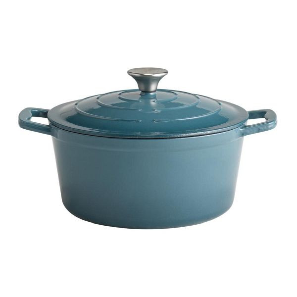 APS Marmite avec couvercle "5 ÉTOILES", faitout en fonte, adapté à l'induction, passe au four, avec support de couvercle, Ø 25 cm, 4 litres, turquoise, 88313