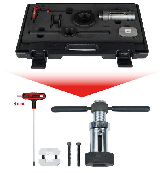 KS Tools Kit d'aide au montage d'amortisseurs pour amortisseurs avec ressort d'arrêt de tension, 7 pièces, 150.9545
