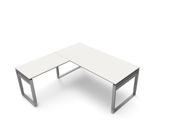 Bureau Kerkmann L 1800 x P 800 x H 680-820 mm avec table d'extension, forme 5, coloris : blanc, 11405310