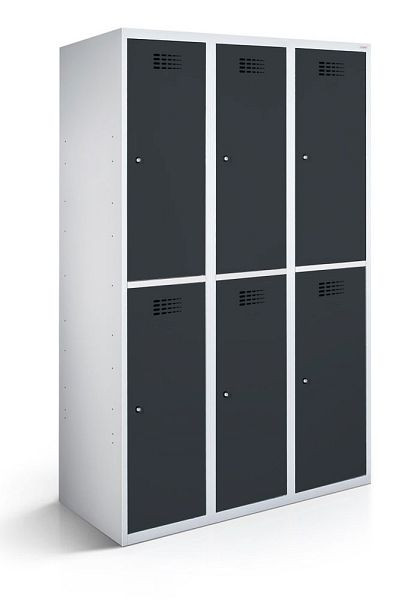 Armoire KEMMLIT 3 compartiments et 6 portes 30cm avec fond fermé, gris anthracite 7016, loquet tournant, 100305