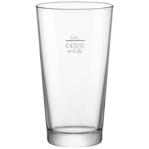 Verre à bière Bormioli Rocco avec repère de calibrage à 0,4 litre, UE : 6 pièces, GL7323590