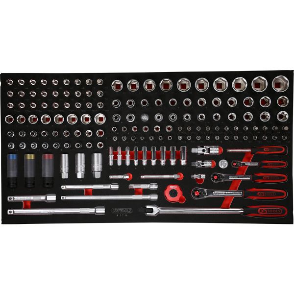 KS Tools PERFORMANCEplus jeu d'outils 156 pièces clé à douille 1/4'+3/8'+1/2', 813.0156