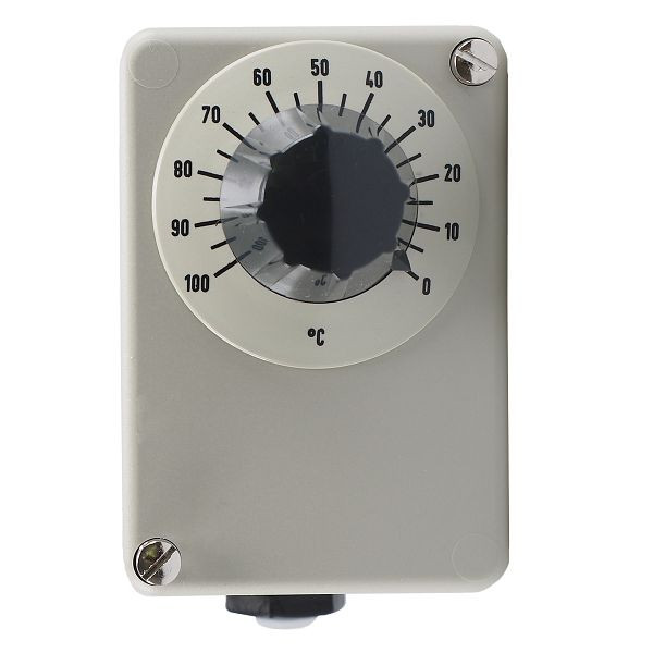 Régulateur de température JUMO avec contact inverseur, 0 à 100 °C, longueur de montage 200 mm, différence de commutation de température : 1,5 °C, 60000174