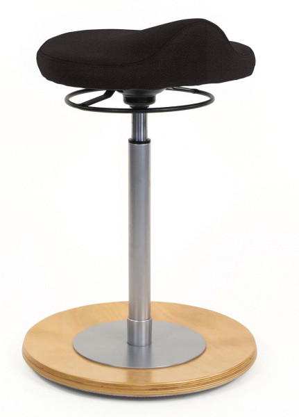 Tabouret Mayer Sitzmöbel avec assise confort de forme ergonomique, plaque de base en hêtre naturel, hauteur d'assise 54 - 80 cm, noir, 1101_N_30317