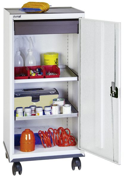 armoire à outils et matériaux contondants série 3000, 7035/7035, 1 tiroir 100 mm, 2 tablettes, fond roulant, 3093107