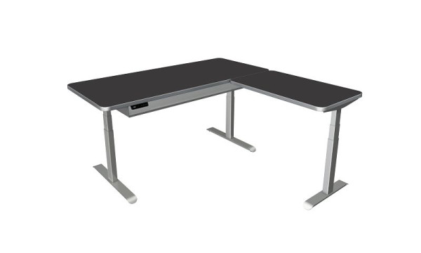 Kerkmann table debout/assise Move 4 Premium, L 1800 x P 800 mm, avec élément complémentaire 1000 x 600 mm, réglable en hauteur électriquement de 620 à 1270 mm, anthracite, 10321313