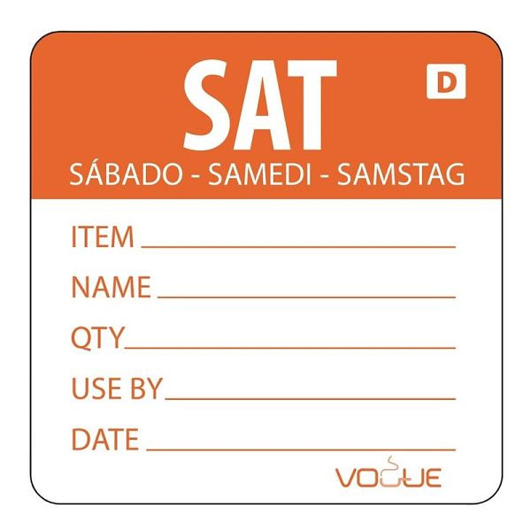 Étiquettes solubles Vogue samedi orange, UE : 500 pièces, GH356