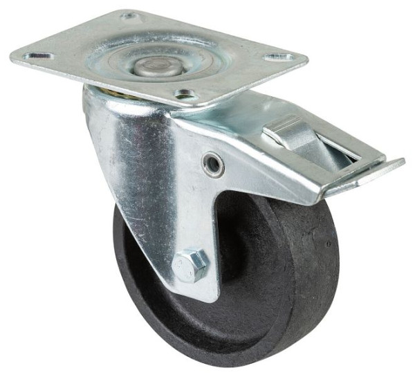 Roulettes BS avec frein, largeur 35 mm, Ø100 mm, jusqu'à 150 kg, bande de roulement en résine phénolique, corps de roue en résine phénolique, palier lisse, pack : 2 pièces, L420.B22.100
