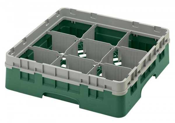 Panier de lavage Cambro 9 compartiments Camrack® 9 cm vert bouteille, VE: 5 pièces, 9S318119