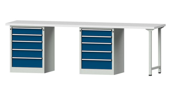 Établis ANKE Établi combiné, modèle 915 V, 2800 x 700 x 890 mm, RAL 7035/5010, KSP 40 mm, 415.133