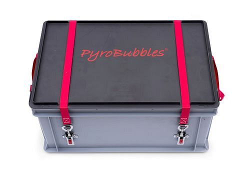 Boîtier de batterie DENIOS en PP, 56 litres, S-Box 1 Basic, remplissage PyroBubbles®, 261-768