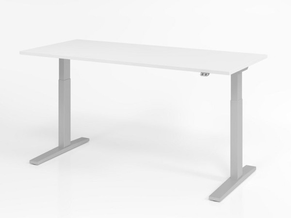 Bureau Hammerbacher XMKA19, 180 x 80 cm, plateau : blanc, épaisseur 25 mm, chant épais en ABS, forme rectangulaire, VXMKA19/W/S
