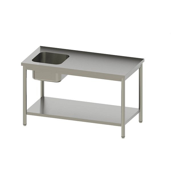 Table de direction Vaiotec TOPLINE 600 / vasque à gauche, plan de travail épaisseur 40 mm, 140x60x85 cm, 10910