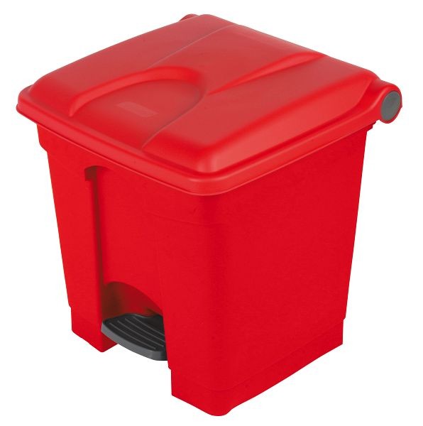 Poubelle à pédale Orgavente monochrome de PP, rouge, HxLxP 435x410x398 mm, 30 litres, SO-1230-RED