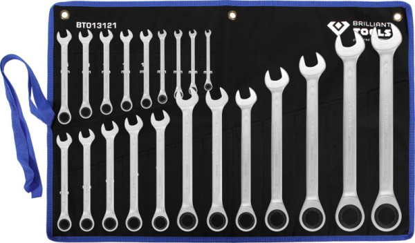 Brilliant Tools Jeu de clés mixtes à cliquet, 21 pièces, 6 - 32 mm, BT013121