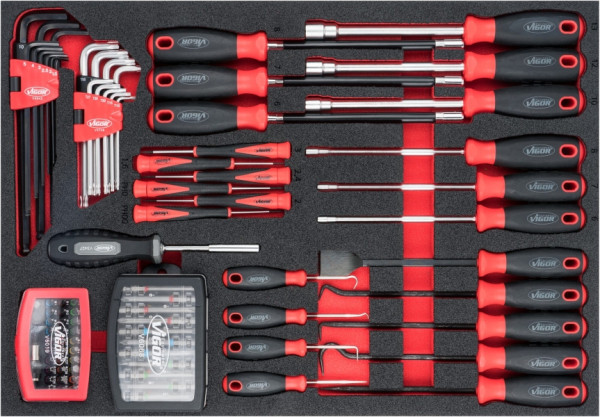 Jeu de tournevis et embouts VIGOR, nombre d'outils : 97, V6814