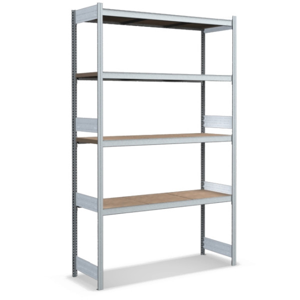 BITO grande étagère set /350kg 2499x1562x524 4 niveaux aggloméré galvanisé, C1255-0004