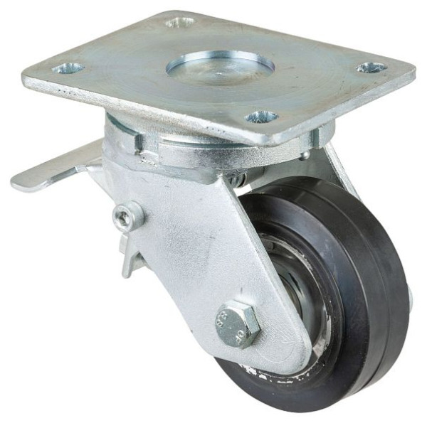 Roulettes BS Roulette robuste avec roue/frein, largeur 40 mm, Ø100 mm, jusqu'à 150 kg, bandages élastiques noirs, corps en aluminium, roulements à billes, RR120.B80.101