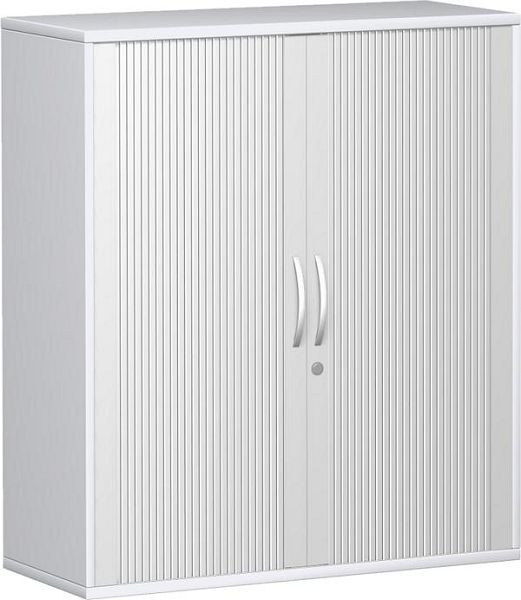 armoire à volets roulants geramöbel 2 étagères décoratives, verrouillable, 1000x425x1152, argent/blanc, N-10Q310-SW