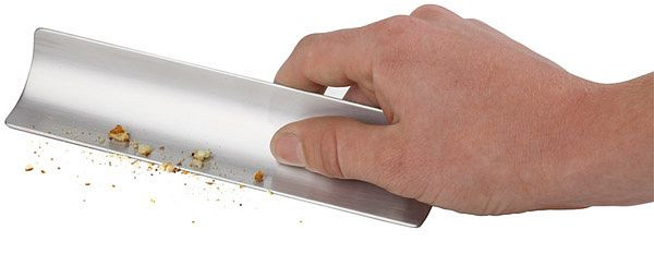 APS ramasseur de miettes de table, 19 x 4,5 cm, hauteur : 1 cm, acier inoxydable, poli mat, bord en acier inoxydable poli, 00581