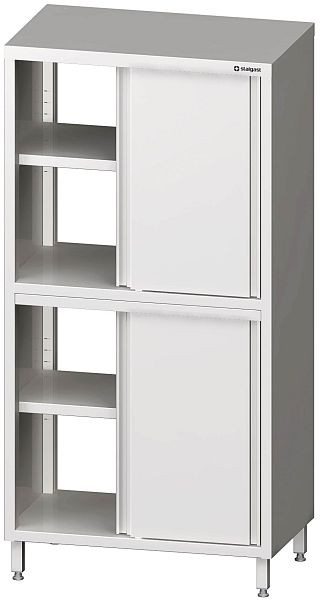 Armoire haute traversante Stalgast avec portes coulissantes, 800x600x2000 mm, avec deux espaces d'armoire, soudée, VHK08616