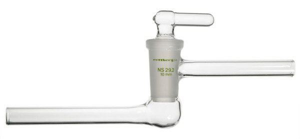 Robinet d'arrêt pour vide poussé Rettberg, forme à usage unique avec bras parallèles, bouchon en verre creux NS 14,5/2,5 mm alésage, verre borosilicaté 3.3, 134509203