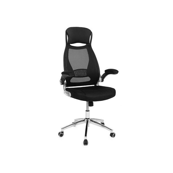SONGMICS Chaise de bureau avec housse en maille et appui-tête, OBN86BK