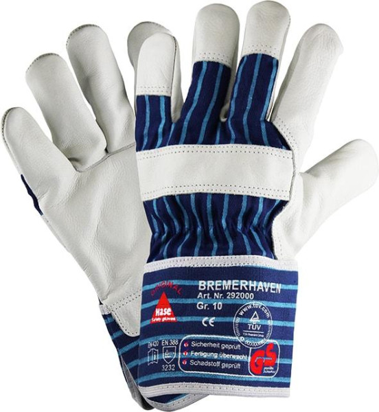 Hase Safety BREMERHAVEN, Gants de sécurité à 5 branches en cuir intégral, taille : 14, UE : 12 paires, 292000-14