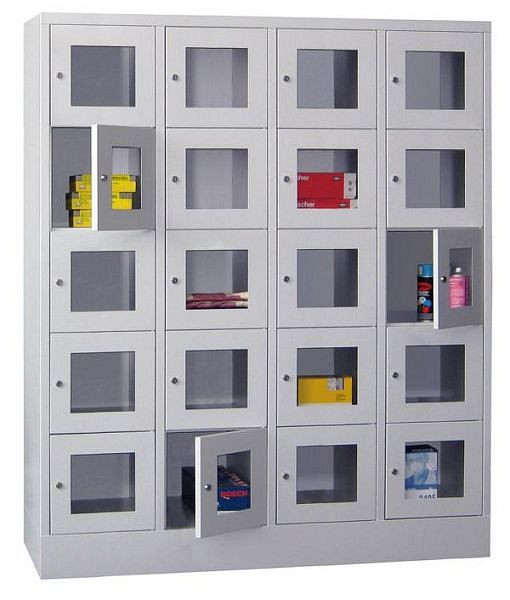 Armoire vestiaire Pavoy avec base 1850/500/1600, 4l x 5h, serrure à cylindre, largeur de compartiment 400, hublot, 61213-454-091-910905
