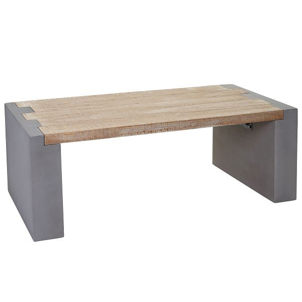 Table basse Mendler HWC-A15, table de salon, aspect béton bois de sapin rustique massif 46x122x60cm, 56905