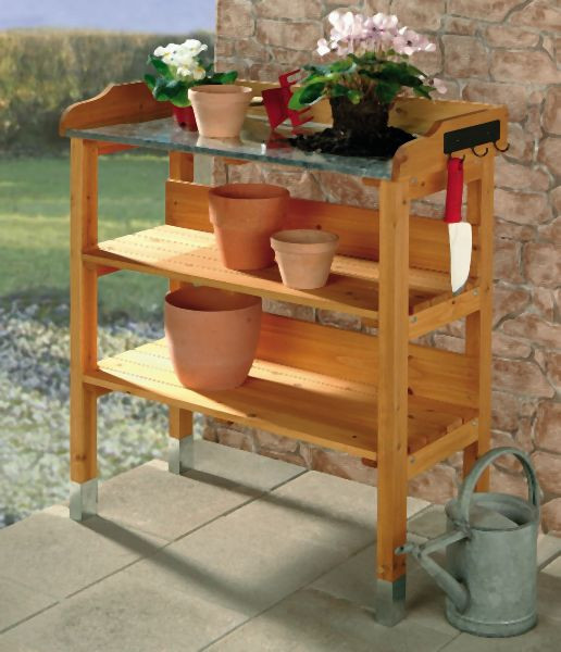 Table à plantes Metra avec plateau en zinc, 10030