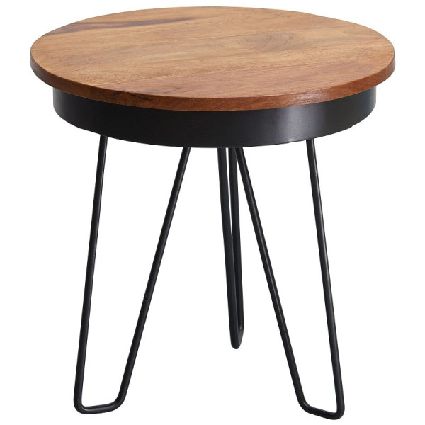Table d'appoint Wohnling 43 x 45 x 43 cm bois de sheesham métal, WL5.680