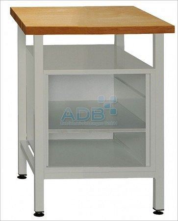 Etabli étroit ADB (petit) avec partie étagère et étagère, dimensions : 600x600x840mm (LxPxH), couleur de la table de travail : gris, RAL 7035, 40936