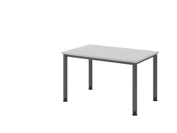 Bureau Hammerbacher HS12, 120 x 80 cm, plateau : gris, épaisseur 25 mm, structure à 4 pieds en graphite, hauteur de travail 68,5-81 cm, VHS12/5/G
