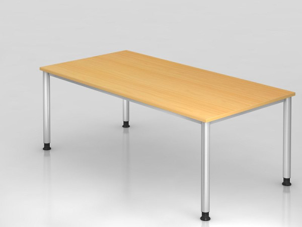 Bureau Hammerbacher 4 pieds rond 200x100cm hêtre/argent, forme rectangulaire, VHS2E/6/S