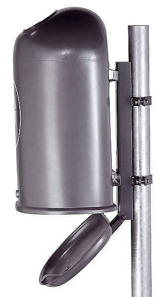 Conteneur à déchets ovale Renner, capacité d'environ 45 L, avec vidage par le bas, rabat à ressort à fermeture automatique dans la fente, gris anthracite, 7034-00PB 7016