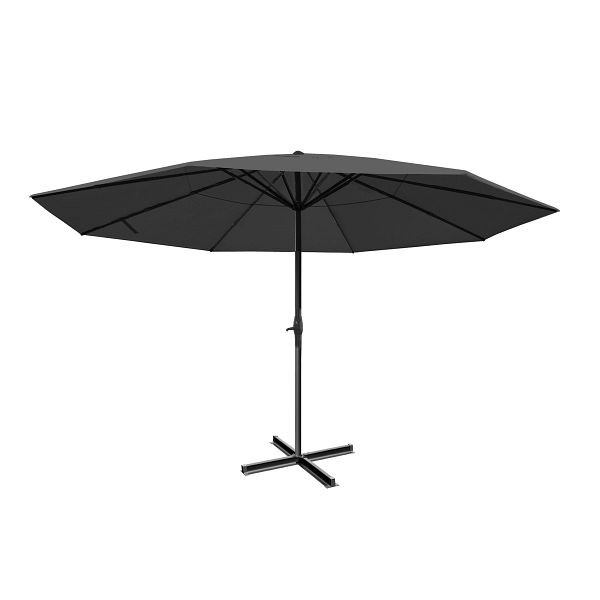 Parasol Mendler Meran Pro, parasol marché gastronomie sans volant Ø 5m polyester/aluminium 28kg, anthracite sans pied, 65185