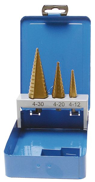 Jeu de forets étagés en acier SW, HSS-G TiN, 3 pièces, 82415L