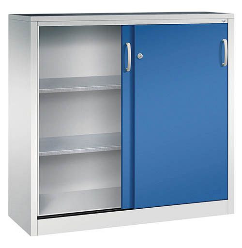Armoire à portes coulissantes Bedrunka+Hirth avec serrure à cylindre poussoir, dimensions en mm (LxPxH) : 1200 x 400 x 1200, 04.254.12H12