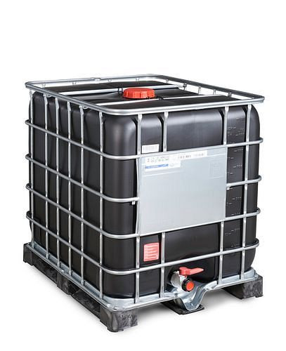 Conteneur marchandises dangereuses DENIOS IBC, UV, palette PE, 1000 l, ouverture NW150, sortie NW50, 266-170