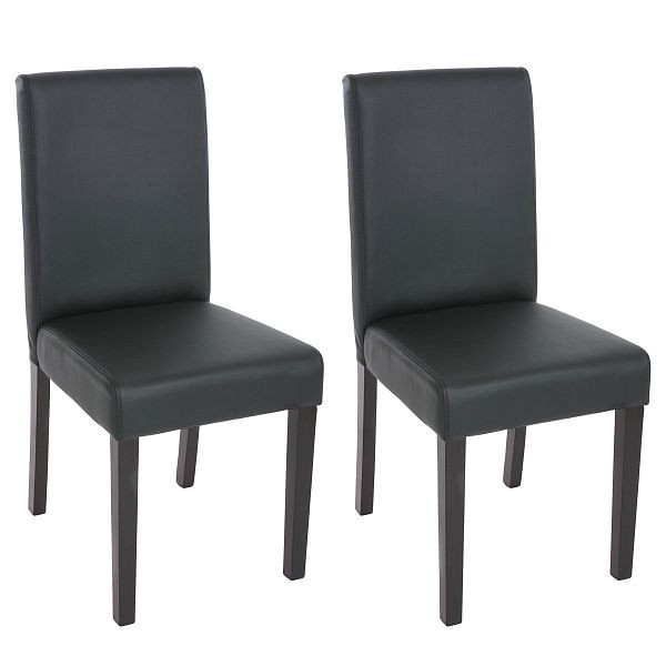 Mendler ensemble de 2 chaises de salle à manger chaise chaise de cuisine Littau, simili cuir, noir mat, pieds foncés, 33691