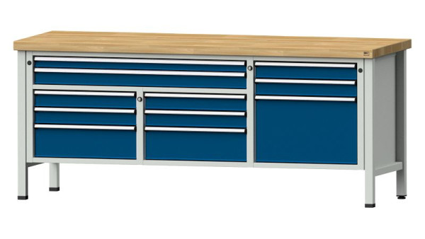 Établis ANKE Établi en caisson, modèle 283 V, 2000 x 700 x 850 mm, RAL 7035/5010, BMP 50 mm, 304.550