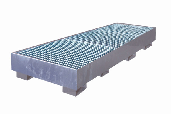 Bac de récupération industriel Eichinger à parois droites, avec grille 3 x fûts, galvanisé à chaud, 30121100002000