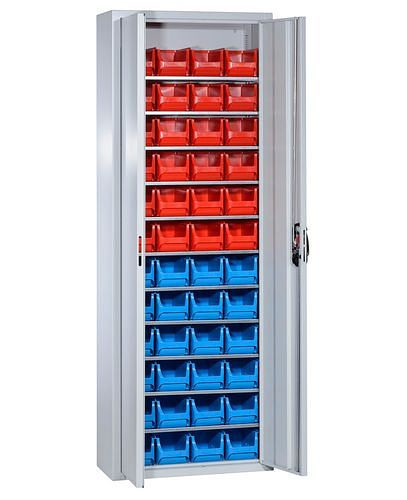 Armoire de rangement DENIOS avec 48 bacs de rangement pro-line A, 700 x 300 x 1980 mm, 265-181