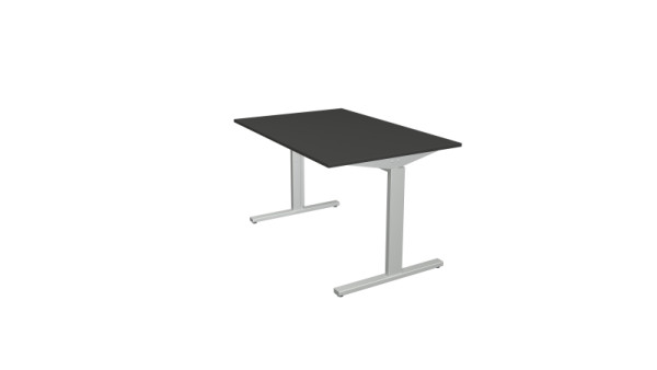 Bureau Kerkmann forme 2 - L 1200 x P 800 x H 700-820 mm avec pied en T en aluminium argent, anthracite, 11020413